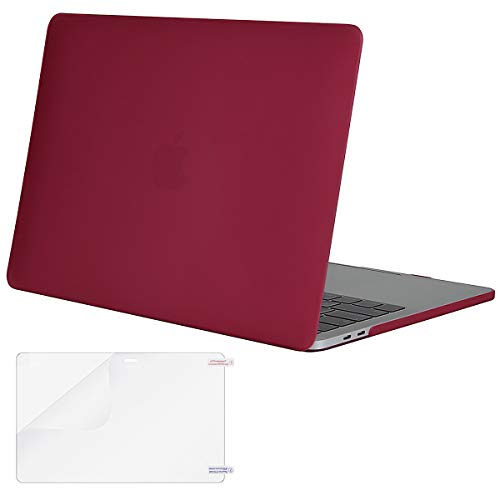 Product Cover MOSISO MacBook Pro 13 inch Case 2019 2018 2017 2016 Release A2159 A1989 A1706 A1708, Plastic Hard Shell Cover & Screen Protector Compatible with MacBook Pro 13 with/Without Touch Bar, Wine Red