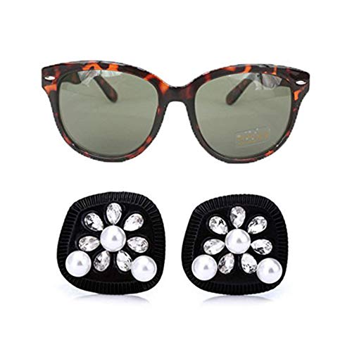 Product Cover Iconic Audrey Inspired Black Pearl Earrings & Polarized Cat Eyed Sunglasses Set