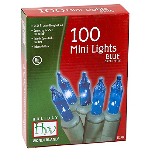 Product Cover Holiday Wonderland Christmas Light Set, Blue, 100 Mini Lights (2 Pack)