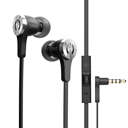 Product Cover MuveAcoustics Drive Wired in-Ear Earbud Headphones - Noise Cancelling Premium Stereo Headphone Earbuds w/Mic, Ergonomic fit, Black