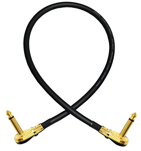 Product Cover 18 Inch - Pedal, Effects, Patch, instrument cable CUSTOM MADE By WORLDS BEST CABLES - made using Mogami 2524 wire and Eminence Gold Plated ¼ inch (6.35mm) R/A Pancake type Connectors