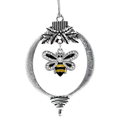 Product Cover Inspired Silver - 1.0 Carat Bumble Bee Charm Ornament - Silver Customized Charm Holiday Ornaments with Cubic Zirconia Jewelry