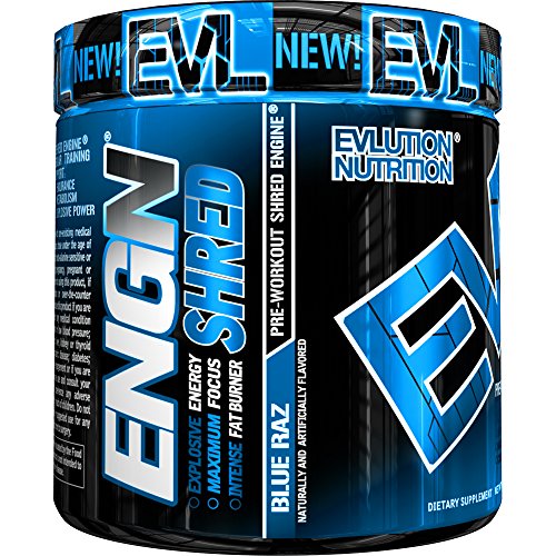 Product Cover Evlution Nutrition ENGN Shred Pre Workout Thermogenic Fat Burner Powder, Energy, Weight Loss, 30 Servings (Blue Raz)