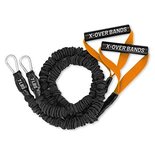 Product Cover FitCord X-Over Resistance Bands - Premium Exercise Cords for Crossfit, Shoulder & Arm Care, Muscle Performace, Sports, Rehab Workouts - 1 Pair - 7lbs - Orange