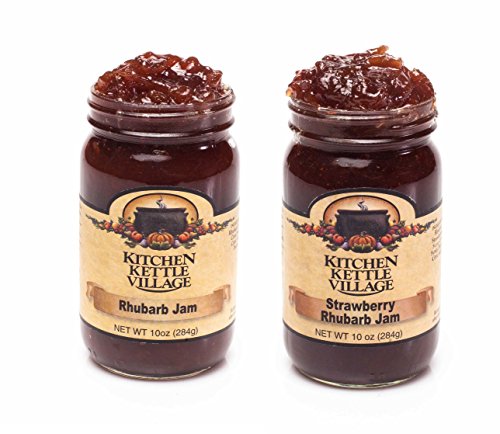 Product Cover Rhubarb Jam & Strawberry Rhubarb Jam, Kitchen Kettle Village (Amish Made) Rhubarb Preserves, 10 Ounce Jars [1 of Each]