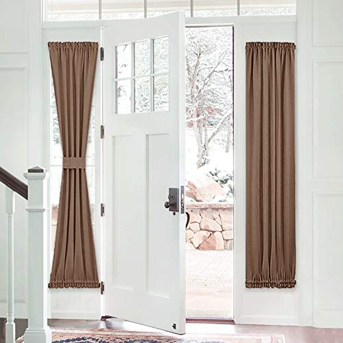 Product Cover PONY DANCE Sidelight Door Panel - Glazed French Door Curtain Premium Blackout Window Drapes for Easy Installation Including Bonus Tieback, 25 Wide x 72 Long inch, Coffee Brown, 1PC
