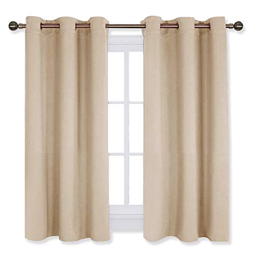 Product Cover NICETOWN Room Darkening Draperies Window Curtain Panels, Thermal Insulated Grommet Room Darkening Curtains for Bedroom (Cream Beige, 2 Panels, W42 x L54 -Inch)