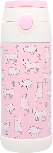 Product Cover Snug Flask for Kids - Vacuum Insulated Water Bottle with Straw (Cats)