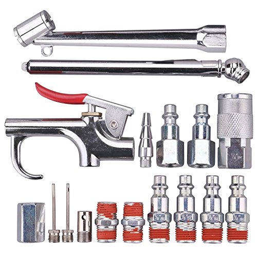 Product Cover WYNNsky Air Tool and Compressor Accessory Kit, 1/4 Inch NPT 17 Piece Air Hose Fittings with Blow Gun, Tire Gauge and Storage Case