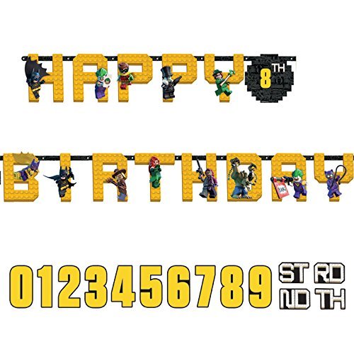 Product Cover amscan Lego Batman Jumbo Add-an-Age Happy Birthday Letter Banner - Print Paper
