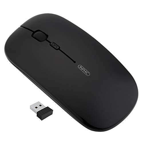 Product Cover INPHIC Wireless Mouse, Slim Silent Click Rechargeable 2.4G Wireless Mice 1600DPI Mini Optical Portable Travel Cordless Mouse with USB Receiver for PC Laptop Computer Mac MacBook