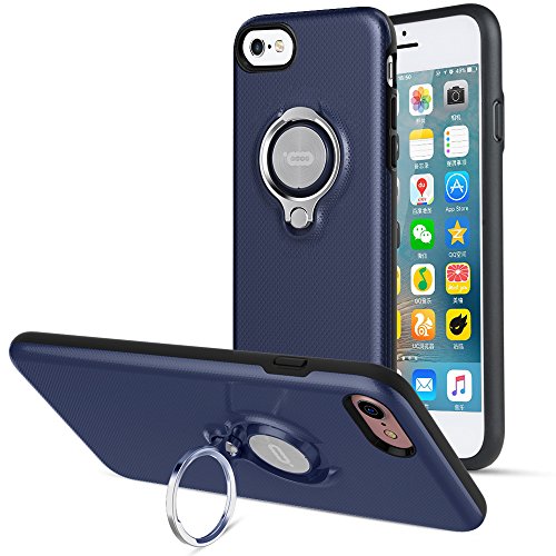 Product Cover iPhone 8 Case, iPhone 7 Case by ICONFLANG, 360 Degree Rotating Ring Kickstand Case Shockproof Impact Protection Function Can Work with Magnetic Car Mount case 2018-Navy