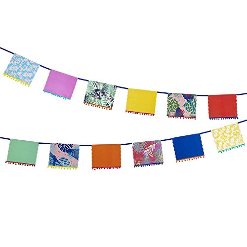 Product Cover Talking Tables Cuban Fiesta Colorful Floral Banner Decor with Pom Pom Detail for your Home Décor or Colorful Party, Multicolor