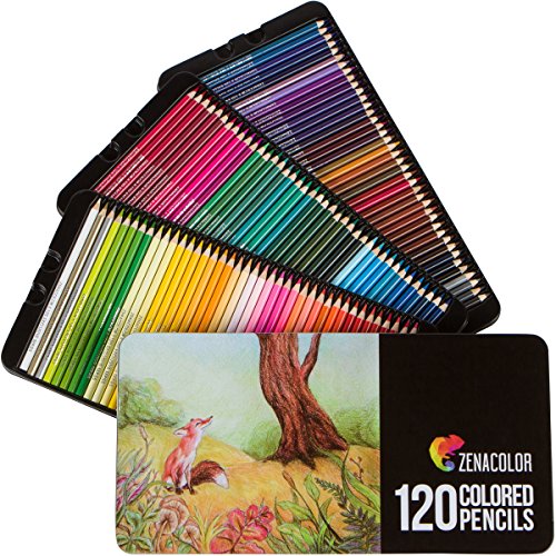 Product Cover 120 Colored Pencils Set, Numbered, with Metal Box - 120 Coloring Pencils for Adult Coloring Books - Colored Pencils for Adults and for Kids, Gift for Artists
