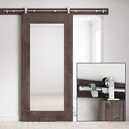 Product Cover SMARTSTANDARD 6.6FT Top Mount Heavy Duty Sliding Barn Door Hardware Kit, Single Rail, Stainless Steel, Smoothly and Quietly, Simple and Easy to Install, Fit 36