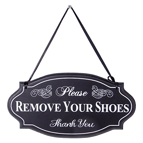 Product Cover NIKKY HOME Please Remove Your Shoes Thank You Wooden Wall Decorative Sign 11.75 x 0.37 x 6.13 Inches Black