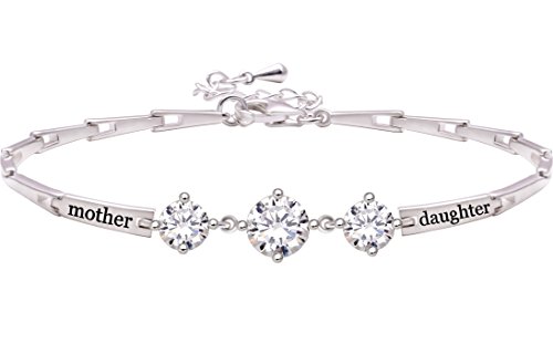 Product Cover ALOV Jewelry Sterling Silver Mother Daughter Cubic Zirconia Bracelet