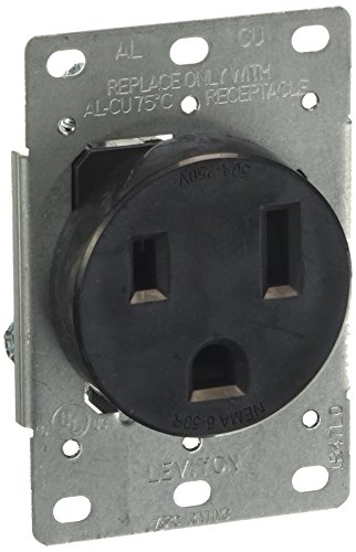 Product Cover Leviton 5374-S00 50 Amp, 250 Volt, Flush Mounting Receptacle, Straight Blade, Industrial Grade, Grounding, Black, pack of 1