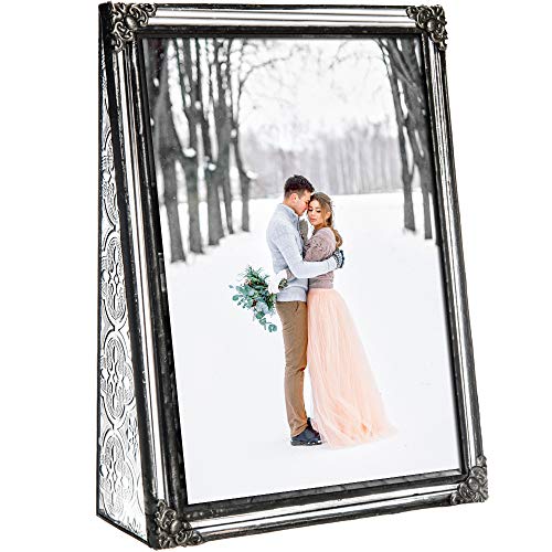 Product Cover 5x7 Picture Frame Clear Glass Wedding Photo Frame Family Anniversary Baby Keepsake Gift Vintage Home Décor J Devlin Pic 360-57V (5x7 Vertical)