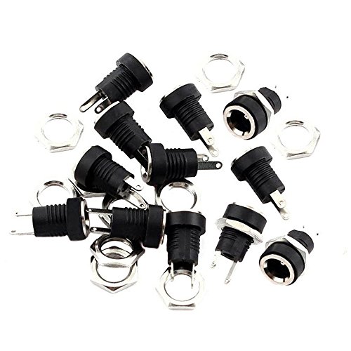 Product Cover ThreeBulls 12 Pieces 5.5mmx2.1mm 2 Pins DC Power Jack Female Panel Mounting Connector Socket
