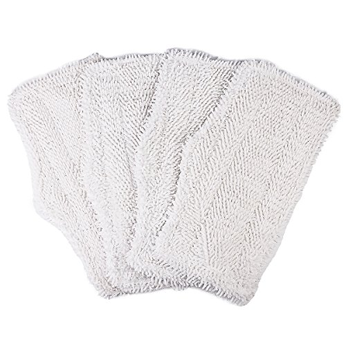 Product Cover Flammi 4 Pack Replacement Washable Cleaning Pads for Shark Steam & Spray Mop SK410, SK435CO, SK460, SK140, SK141, S3101, S3250, S3251 (White)
