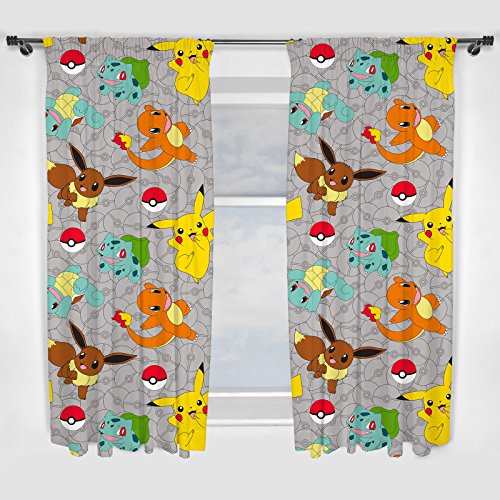Product Cover Pokemon Go Catch Character 1 Pair Ready Made Curtains 66