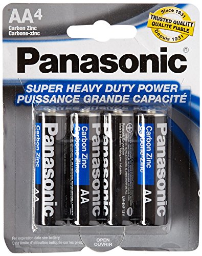 Product Cover Panasonic 5734 16PC AA Batteries Super Heavy Duty Power Carbon Zinc Double A Battery 1.5V, Black (Pack of 16)