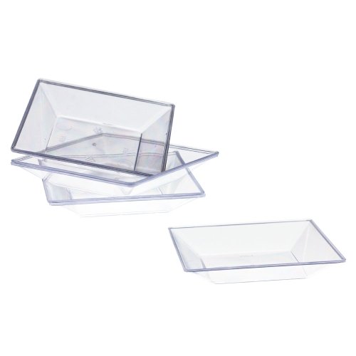 Product Cover Exquisite Plastic Mini Square Appetizer Plates - 100 Ct Square plastic Dessert Plates - 2.95 Inch. x 2.95 Inch. (Clear)