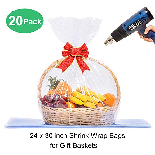 Product Cover LazyMe Easter Basket Cellophane Shrink Bags, 24x30 inch, Shrink Wrap Bags Large, Clear (20)