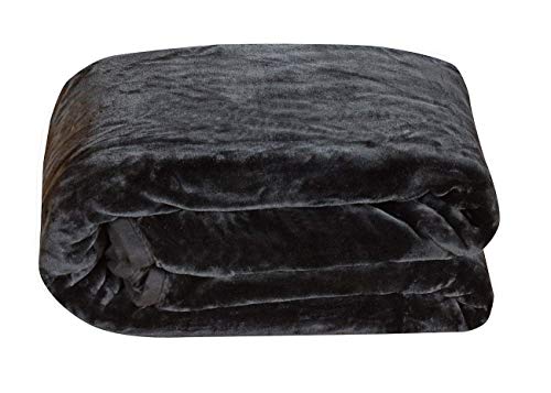 Product Cover Chezmoi Collection SMB Heavy Thick One Ply Korean Style Faux Mink Blanket 9-Pound Oversized 105x92 (King, Black)