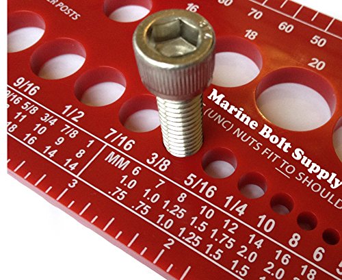 Product Cover Marine Bolt Supply Nut, Bolt & Screw Gauge Standard & Metric Coarse & Fine Diameter, Length & Thread Pitch (Red)