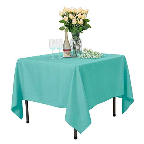 Product Cover VEEYOO Square Tablecloth - 70x70 Inch Polyester Table Cloth Washable Wrinkle Free Dinner Tablecloth for Wedding, Party, Restaurant,Indoor and Outdoor Buffet Table - Turquoise Tablecloth