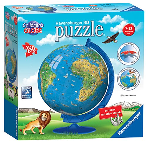 Product Cover Ravensburger Children's World Globe 180 Piece 3D Jigsaw Puzzle for Kids and Adults - Easy Click Technology Means Pieces Fit Together Perfectly