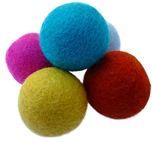 Product Cover Earthtone Solutions Wool Felt Ball Toys for Cats and Kittens, Fun Adorable Colorful Soft Quiet Felted Fabric Balls, Unique Handmade Natural, Perfect for Cat Lover, Craft Supplies