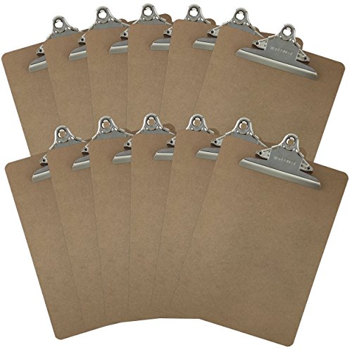 Product Cover Letter Size Clipboards 9'' x 12.5'' Standard Clip Hardboard (Pack of 12)