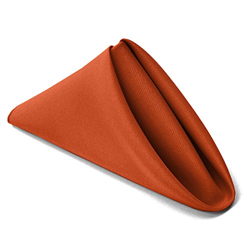 Product Cover TableLinensforLess 17x17 Inch Polyester Cloth Napkins, Set of 12 (Burnt Orange)