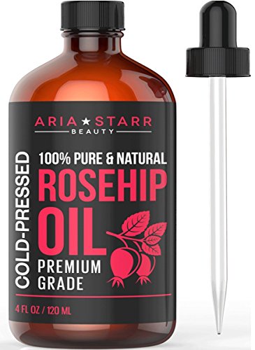 Product Cover Aria Starr Rosehip Seed Oil Cold Pressed For Face, Skin, Acne Scars - 100% Pure Natural Moisturizer - 4 OZ