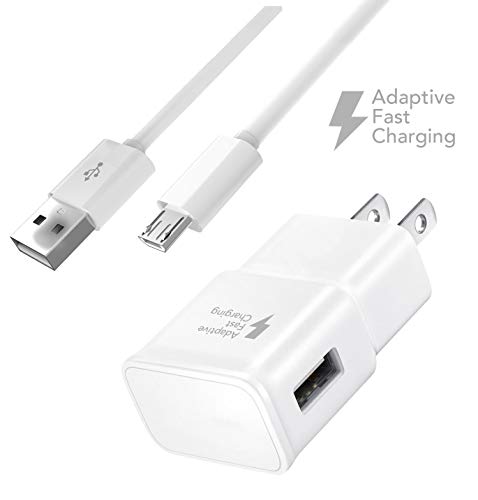 Product Cover Galaxy S7 Adaptive Fast Wall Charger Set with Micro-USB Cable, Galaxy S6, Galaxy S6 Active Charger Fast Micro USB 2.0 Cable by ixir Compatible with Samsung Products - (Fast Wall Charger + Micro Cable)