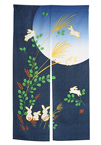 Product Cover Xcellent Global Hanging Japanese Noren Curtain Panel Family Rabbits Custom Made Curtain Doorway Panel Room Dividers for Partition Home Restaurant 33.5 X 59 Inch