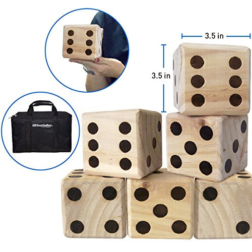 Product Cover EasyGoProducts Large DICE Game - Giant Wooden Yard DICE Set - DICE with Bag DICE Games Kids - Great Lawn and Family Game