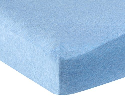 Product Cover AmazonBasics Heather Jersey Fitted Crib Sheet Bedding, Sky Blue