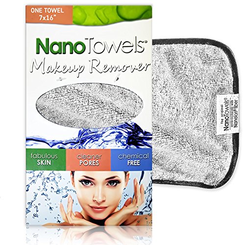 Product Cover Nano Towel Makeup Remover Face Wash Cloth. Remove Cosmetics FAST and Chemical Free. Wipes Away Facial Dirt and Oil Like An Eraser. Great for Sensitive Skin, Acne, Exfoliating (Grey)