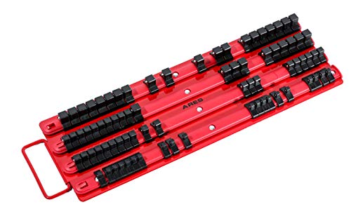 Product Cover ARES 70177-80-Piece Socket Organizer - 1/4-Inch, 3/8-Inch, and 1/2-Inch Drive Socket Rails Hold 80 Sockets and Keep Your Tool Box Organized