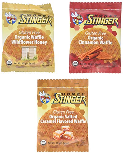 Product Cover Honey Stinger GLUTEN FREE Waffle Variety Sampler Pack, 12 waffles, 4 Salted Caramel, 4 Wildflower (New Flavor), 4 Cinnamon