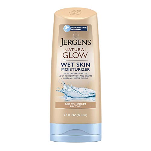 Product Cover Jergens Natural Glow In-shower Moisturizer, Fair to Medium Skin Tone, 7.5 Ounce Wet Skin Lotion, Locks in Hydration with Gradual, Flawless Color