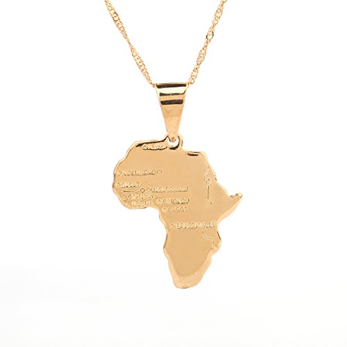 Product Cover 24K Gold Plated African Map Pendant Necklace Jewelry for Women