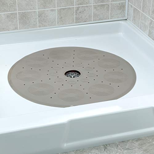 Product Cover SlipX Solutions Tan Round Shower Stall Mat Provides Generous Coverage & Reliable Slip-Resistance (23
