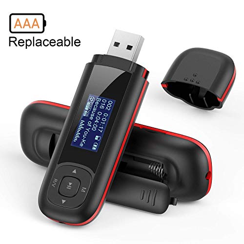 Product Cover AGPTEK U3 USB Stick Mp3 Player, 8GB Music Player Supports Replaceable AAA Battery, Recording, FM Radio, Expandable Up to 128GB, Black