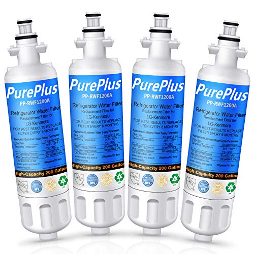 Product Cover PUREPLUS Refrigerator Water Filter, Compatible with LG LT700P, Kenmore 9690, 46-9690, 469690, ADQ36006101, ADQ36006102, LT700PC, WSL-3, R-9690, LFXS30766S, LFXC24726D, LFXS29766S (Pack of 4)