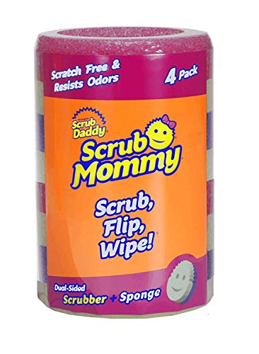 Product Cover Scrub Daddy, Scrub Mommy - Dual Sided Sponge & Scrubber, Soft in Warm Water, Firm in Cold, FlexTexture, Deep Cleaning, Dishwasher Safe, Multipurpose, Scratch Free, Odor Resistant, Ergonomic (4 Count)